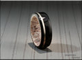 Black Birdseye Maple Bentwood Ring: Sterling Silver Inlay, Deer Antler Core