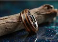 Bentwood Ring: Bocote, inlaid Hawaiian Koa and Canyon Diablo Meteorite, White Tungsten core