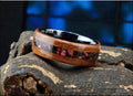 Bentwood Ring: Santos Rosewood, inlaid Cultured Opal blend, Black Ceramic core