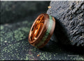 Bentwood Ring: Ancient Bog Oak, inlaid Verdite, Rose Gold Tungsten core, wood ring