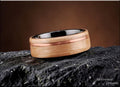 Bentwood Ring: Butternut, offset inlaid Copper Wire, Polished Black Ceramic core, wood ring