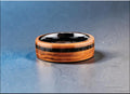 Bentwood Ring: Honduran Rosewood, offset Black Agate inlay, polished Black Ceramic core