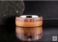 Bentwood Ring: Figured Red Birch, Fossilised Brontotherium Bone, Tungsten Carbide core