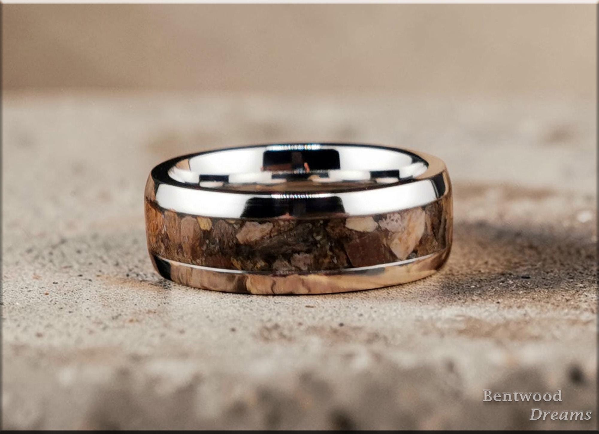 Cobalt Chrome Ring, inlaid Dinosaur Bone, metal ring